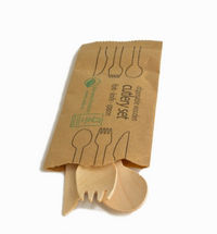 wooden cutlery in paper pack